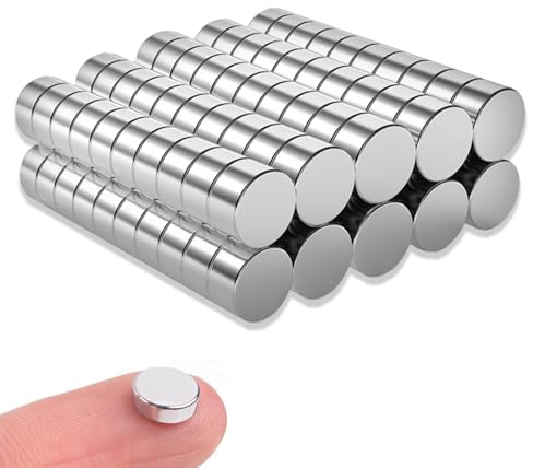cuhostki Neodym Mini Magnete Stark, 100 Stück, 4 mm x 1 mm, Klein, Rund, Stark, Vielseitig, Weiß