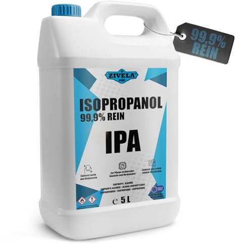 Zivela Isopropanol 99,9% 5L IPA für Haushalt und Elektronik Linsen und Bildschirmen