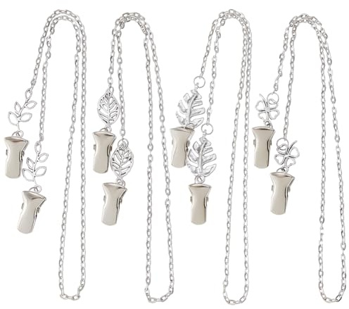 SUPERFINDINGS 4 Stück 4 Stile Napkin Clips Aus Legierung Blattform Für Picknick Schürzenclips Dental Serviettenhalter Clips Serviettenketten Schürzenclips Für Servietten Lanyards Am Halsband