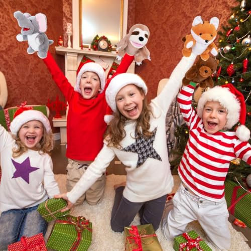 ISAKEN Tier Handpuppen, Kinder Erwachsene Handpuppen Niedliches Cartoon Plüschtier Handpuppe Tier Plüsch Kuscheltiere Handpuppen für Geschichtenerzählen Unterrichten