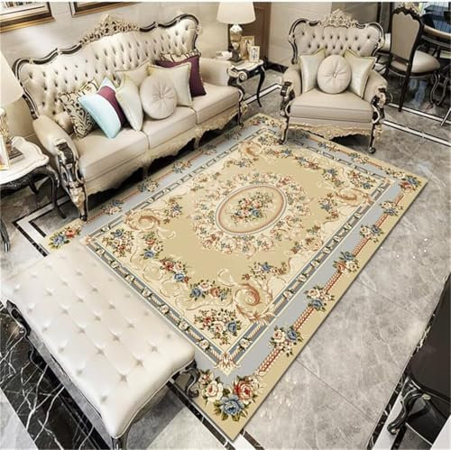 RUGMRZ Bettumrandung Teppich Großer 70x140CM Kinderteppich teppiche & matten blau Grüner Vintage-Blumenmuster waschbarer Rutschfester