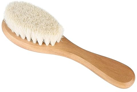 Baby-Haarbürste mit Holzgriff für Neugeborene, Holzhaarbürste mit Weichem Ziegenhaar für Milchschorf, Kopfhautpflegeprodukt für Säuglinge, Kleinkinder und Kinder
