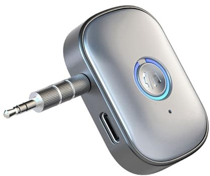 Qussedser Adaptador AUX Bluetooth 5.3 para coche, con cancelación de ruido, conector jack de 3,5 mm, receptor de audio inalámbrico estéreo para altavoz amplificador
