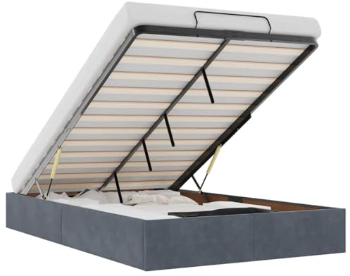 vidaXL Ottoman-Bett ohne Matratze Dunkelgrau 120x200 cm Samt