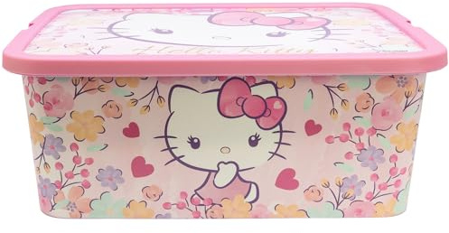 Stor Hello Kitty Storage Box Click Lid Toy Organiser Container 13L | Plastic storage box for toys and accessories. Ideal for children's bedrooms and playrooms. Secure click lid.