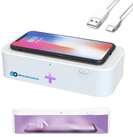 Chargeur à Induction sans Fil Rapide 15W, avec stérilisateur à LED UV C. Marque française. Compatible iPhone, Samsung, Google, Xiaomi, Huawey etc.