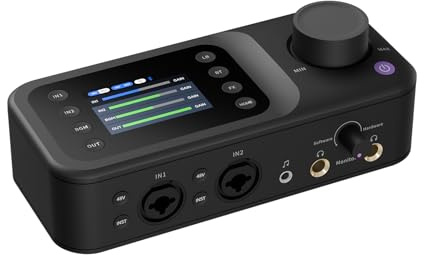 NearStream AMIX40U 10-Channel USB Audio Interface and Audio Mixer for PC | Dual XLR/6.35mm Inputs with 48V Phantom Power, Bluetooth 5.3, a 2-inch LCD for Podcast Recording and Live Streaming