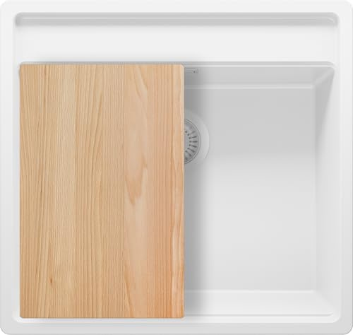 PRIMAGRAN Fregadero Cocina al Mueble 60cm + Kit de desagüe, 56x53cm
