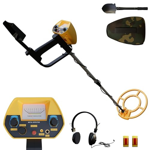 UISEBRT Metalldetektor Kinder mit Pinpoint & Tonanzeige – Höhenverstellbar 80–105 cm, wasserdichte 24,5 cm Spule, 2 Suchmodi DISC & All Metal, Inkl. Kopfhörer