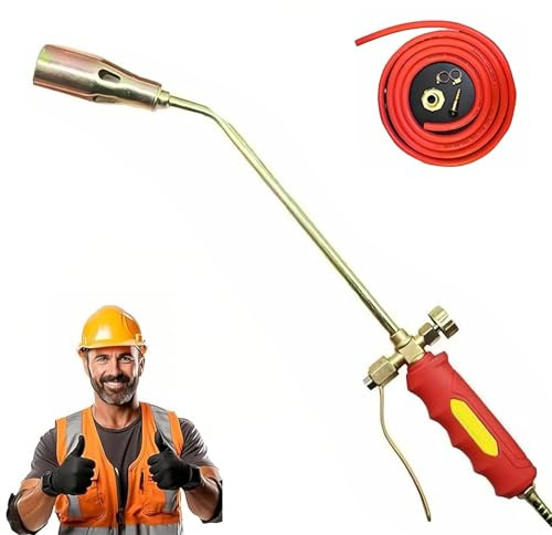 TUPOSTAR Neues Propan-Unkrautbrenner-Set, Hochleistungs-LöTbrenner-Flammenwerfer, Mit Turbo-AuslöSer Und Schlauch, Zum JäTen, FüR Dachasphalt, EIS Und Schnee