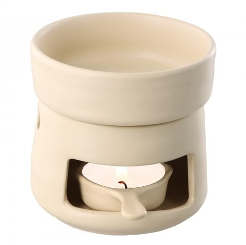Culinavog Duftöl Kerzenhalter, Keramik Dekorativer Wachsschmelzbrenner mit kleinem Kerzenlöffel, Tragbar Duftwachs Diffusor, Aroma Öl Diffusor für Zuhause, Halloween, Weihnachten, Party, Gelb
