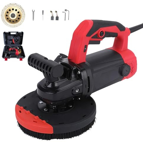 Corded Angle Grinder Electric Wall Planer with Storage Box, 6 Speed Adjustment, 5.9-Inch Grinding Disc, Handheld Sander for Floor and Wall Applications