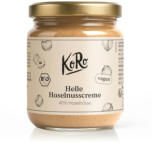 KoRo - Crema spalmabile di nocciole chiara bio 400 g - 40% nocciole italiane - Vegan - Senza olio di palma