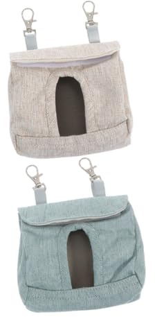 ANDRESLAD Bolsa para Conejos y Mascotas Pequeñas Comedero Colgante de Alimentación Lenta Material Seguro Plegable 2 Piezas Gris y Azul Uso Jaula Cobayas Hámsters Pequeños