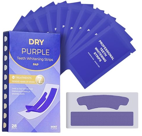 Teeth Whitening Strips, Purple Teeth Whitening Strips 14 Packs 28 Pcs, Safe Non-Slip Dry Strip for Whiter Teeth and Colour Correction,Fast Results,Non-Sensitive Formula Teeth Whitener