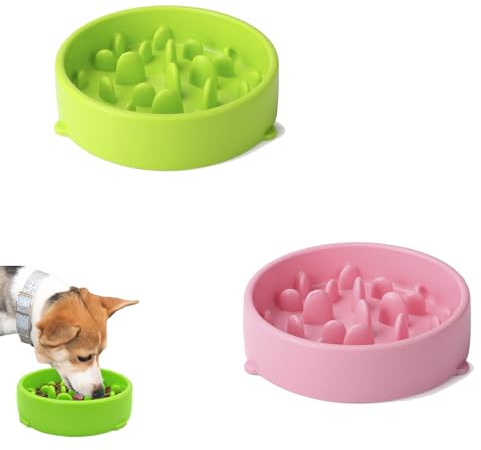 Eabdice 2 stycken långsam utfodring hundskål, foderskål med halkskydd botten, för medelstora och stora hundar