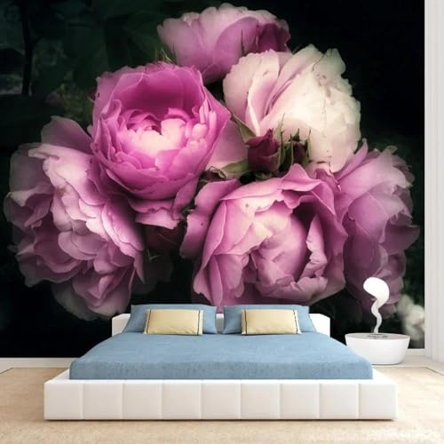 Minimaliste Tridimensionnel Violet Floral Créatif Papier Peint 3D Installation Facile Intissé Tapisserie Bureau Salon Canapé Chambre Décoration Murale-430cm×300cm