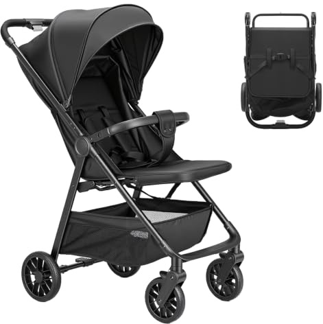 UBRAVOO Kinderwagen Buggy für Kleinkinder mit Liegesitz, ultrakompakter Reisebuggy klein zusammenklappbar, leichtem Travel Buggy mit Aufbewahrungskorb, Baldachin & Elterngriff als Pushchair