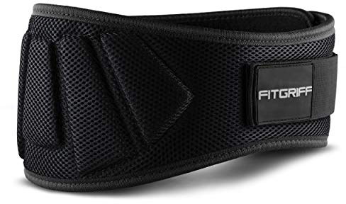 Fitgriff® Tyngdlyftningsbälte V1 – fitnessbälte för bodybuilding, styrketräning, styrketräning och crossfit träning – träningsbälte för kvinnor och män (svart, XL)