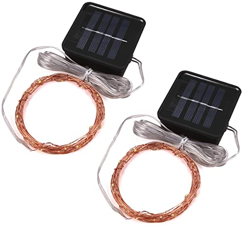 Magicnight Solar Mini Teeny Tiny Lights,Starry String Light for Garden Fairy,Tree,Railing,Arbor,Fence,16 Feet 50LEDs,2 Pack,Warm White