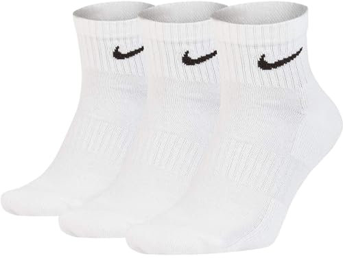 NIKE Men's Everyday Cushion Ankle Socks (Pair of 3), White/Black, Small(2-5 UK)
