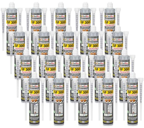 Isolbau SF 300 Injektionsmörtel 20 x 300 ml Montagemörtel, 40x Statikmischer - Verbundmörtel für Beton, Mauerwerk, Holz & Stahl