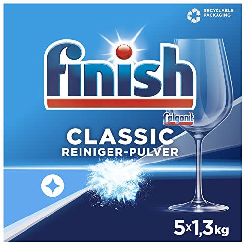 Finish Classic Reiniger-Pulver – Phosphatfreier Geschirrreiniger – Großpackung mit 6,5 kg (5x 1,3 kg) Geschirrspülmittel