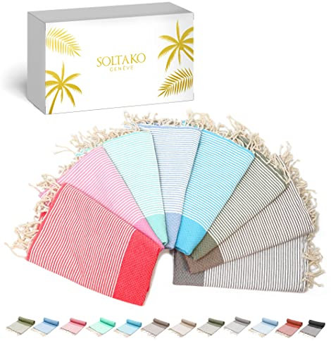 SOLTAKO Telo Mare - Fouta XXL - Asciugamano da spiaggia anti-sabbia - Telo da bagno per Hammam, Sauna, Yoga, Picnic - Fouta Beach 100x200 cm - Lenzuolo 2 Persone