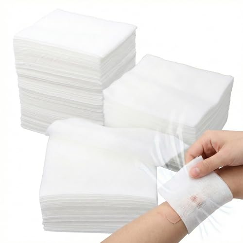 Homoyoyo Gauze Pad, 100Pcs 20x20cm Trauma Dressings, Non Woven Gauze Sponge, Highly- Absorbent Cotton Pads for Bandages and Dressings Aid Supplies Absorbent Makeup Remover 7.8 Inchs