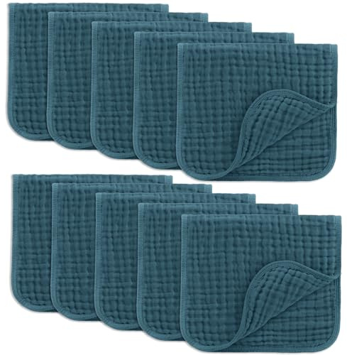Bekväma ungar muslin rapdukar 50 x 25 cm, förpackning med 10 – stor 6-lagers ultraabsorberande 100% bomull för spädbarn, dregel och röra – säker och mild babyrapduk set för pojkar och flickor