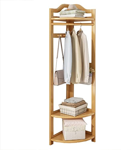 GIZNXBA Entryway Hall Tree With Shoe Storage, Coat Rack Freestanding Wood, Corner Entryway Coat Rack Stand For Office (Color : Natural)