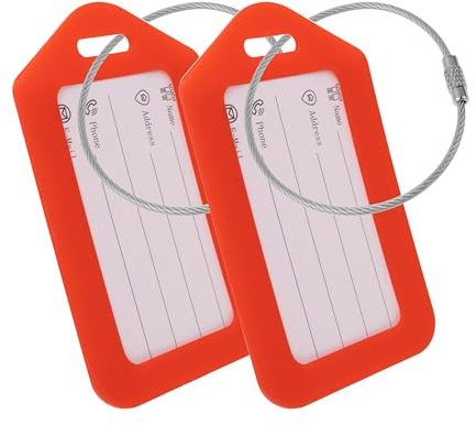 Kofferanhänger mit Adressschild, 2 Pack, in Rot, Kunststoff Schild, für Flugreise, Kreuzfahrt, Koffer Tag Gepäckanhänger, Namensschild, Adressanhänger, Taschenanhänger, Reise ID Card Etikett Aufhänger