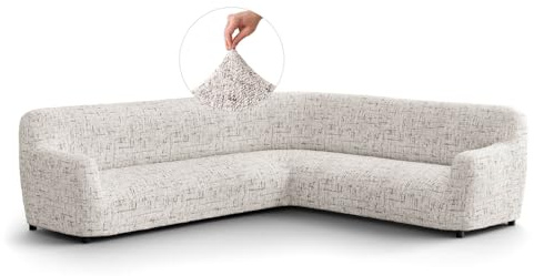 PAULATO - Sofabezug Ecksofa-Husse aus der Kollektion Vittoria Mikrofaser, kratzfestes und maschinenwaschbares Gewebe, Vittoria Naturologie, Made in Italy, Vittoria Natur