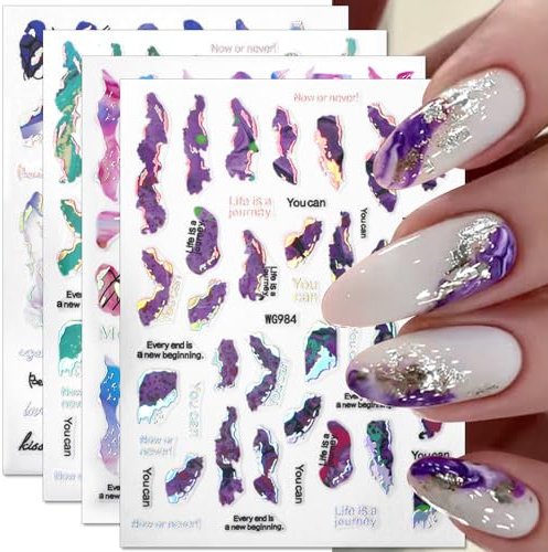 6 Farben Marmor Nagelaufkleber Bronzing Silber Nagelsticker Selbstklebend Blühende Marmor Nagel Sticker 3D Marble Nail Sticker Nageldesign Zubehör Nail Art Stickers Aufkleber Nägel Set Nagelfolie