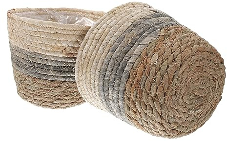 ABOOFAN 2 Pièces Panier De Fleurs Panier De Rangement en Osier Pot De Fleurs en Paille Cache-Pot Pot De Fleurs en Jonc De Bac De Rangement Panier en Bambou Intérieur Gazon
