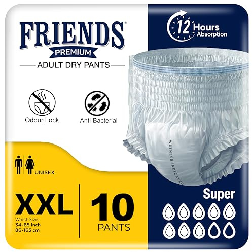 Friends Premium Disposable Pull-Up Unisex Incontinence Pants XXL (34-65inch) - 10 Protective Pants