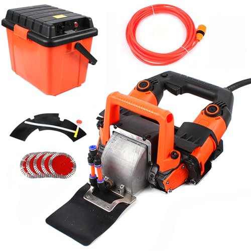 NaMaSyo Mauernutfräse 5200W Schlitzfräse Profi Wandfräse Staubfreie Mauerfräse Schlitzmaschine Betonnutschneidemaschine mit 5 Sägeblättern & Absaughaube Nutfräser Betonfräse mit Koffer