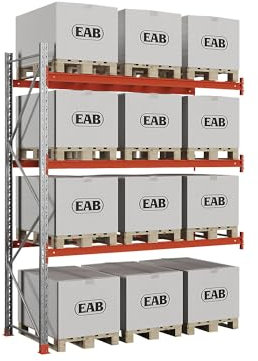 kaiserkraft | Palettenregal | verzinkt/orange | HxBxT 3500 x 2840 x 1100 mm | Fachlast 1650 kg | Anbauregal