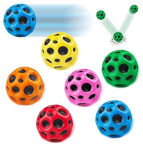 Mauepersu 4 Stück Moon Ball, Gummi Space Moonball, 7 cm Sprünge Mit Knallendem Geräusch, Bounce Loch Bouncing für Kinder Hohe (Zufällige Farbe)