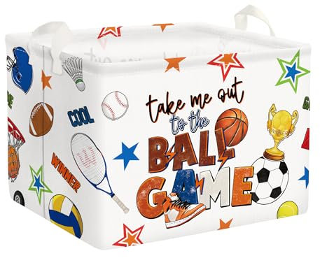 Clastyle 36L Grande Cajas de Almacenaje Blanco Balón Baloncesto Fútbol Tenis con Asa Cesta para Guardar Voleibol Deportes Ropa Juguetes Plegable Rectangular para Habitación Infantil Dormitorio