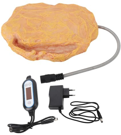 Fdit Roca de Calor para Reptiles, Temperatura Ajustable, Calefacción, Roca, Lagarto, Tortuga, Serpiente, Terrario Seguro para Mascotas de Voltaje de 12V (Enchufe Europeo AC100 a 240V