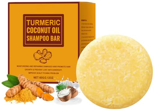 Turmeric Shampoo Soap Bar with Coconut Oil, Ginger Shampoo Bar for Hair Growth, Natural Solid Shampoo Soap for Dry Hair, Coconut Oil Hair Shampoo Bar, Deep Cleansing, Anti-Dandruff, Nourishing