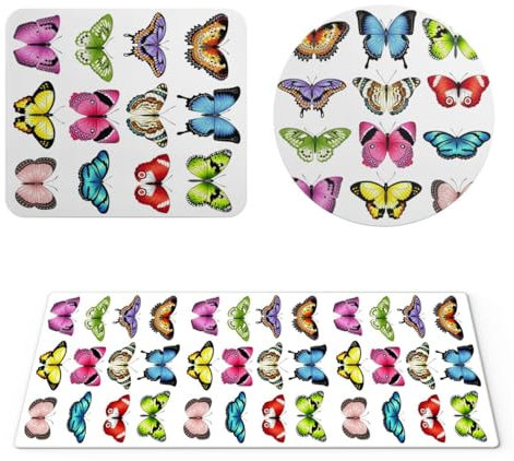 EHOMERY Tapis de Souris Personnalisable Tapis Souris Gamer XXL Papillon Tapis de Souris Gamer XXL Anime Tapis à Souris - 3 Pack [30x80 cm, 20x24 cm and Dia 20 cm]