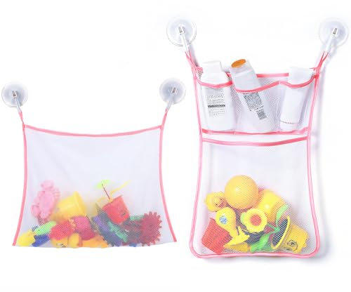 Badespielzeug Aufbewahrung Organizer Bad Badewannenspielzeug Aufbewahrung, Bad Spielzeug Organizer mit Haken, Badewannennetz für Spielzeug, Badespielzeug Netz für Kinder & Babys