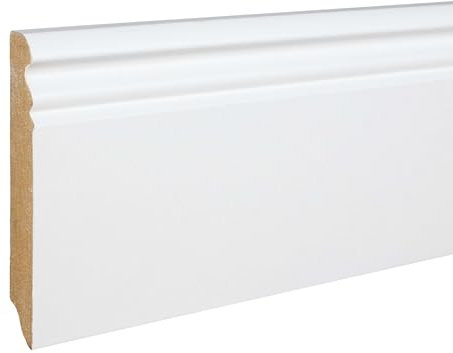 Sockelleiste Berliner Profil Hamburger Leiste 19 x 96 x 2500 mm MDF-Kern foliert Weiß zum Kleben, Schrauben & Nageln Fußleiste Klassisch by PROVISTON 12.5 Meter | 5 Stück