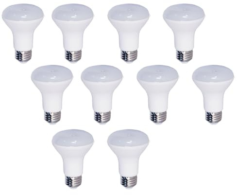 10 Pack BR20 LED Bulb, Daylight White 6000K Super Bright LED Dimmable BR20 50 Watt 60W Replacement 7W 8W Floodlight LED Bulbs Medium Base (E26) R20 Home Ceiling Lights