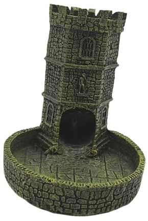F Fityle Castello Torre dei Dadi Gioco di Ruolo da Tavolo Resina Accessorio Casuale per Giochi da Tavolo Torre di Lancio dei Dadi per Regalo di Compleanno, Giallo Verde