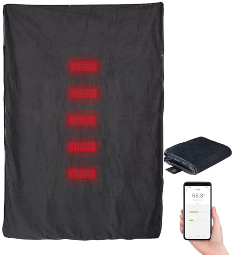 Wilson Gabor Heizdecke Akku: Smarte Decke mit IR-Heizelement, Bluetooth, App, bis 65 °C, 180x135 cm (Heizdecke USB, Infrarot, 12V)