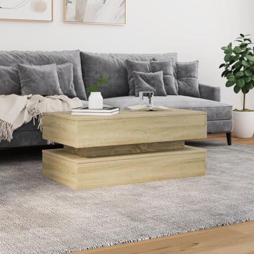 HEFZGDB Couchtisch mit LED-Leuchten Sonoma-Eiche 90x50x40 cm Coutchtisch Couch Tisch Wohnzimmer Sofa Tisch Beistelltisch Klein für Wohnzimmer Café Tagungsraum Garten