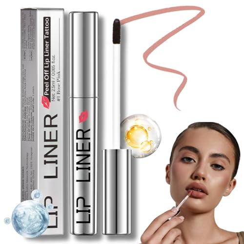 HERBENJOY Lip Stain Peel Off,Removable Lip Liner With Rich And Anti-Smudge Formula,Tattoo Lip Tint Peel Off Precise Application Lasting,Silky Texture Highly Pigmented Color Waterproof (Rose Pink)
